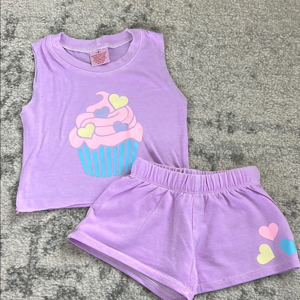 Firehouse Kids Purple Cupcake Tank and Shorts Set
